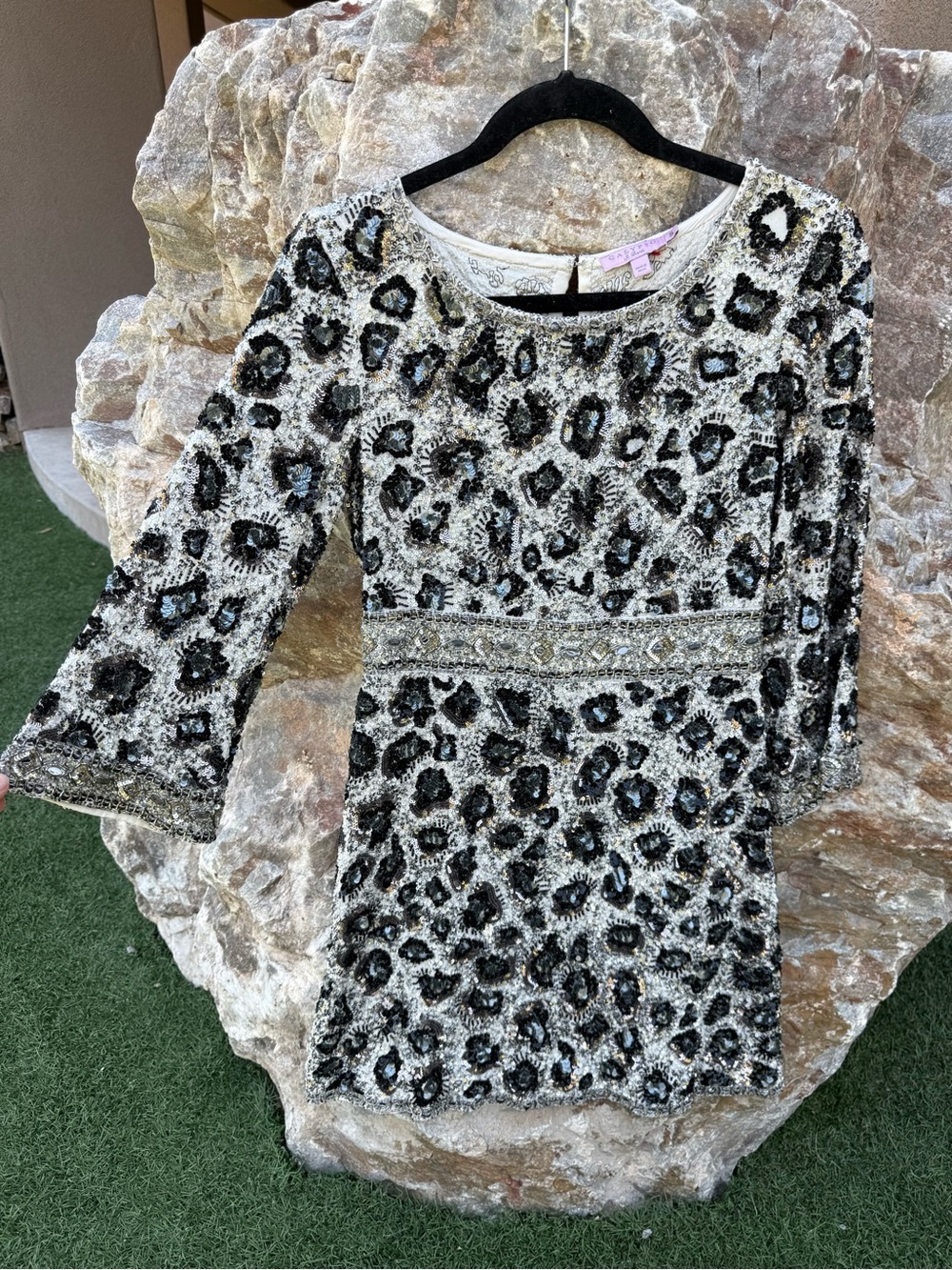 Calypso St. Barth Sequin Silk Cocktail Dress - Silver/Black